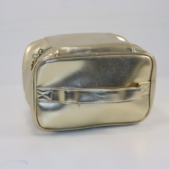 Badgley Mischka Gold Metallic Makeup Bag Travel Case - Picture 4 of 5